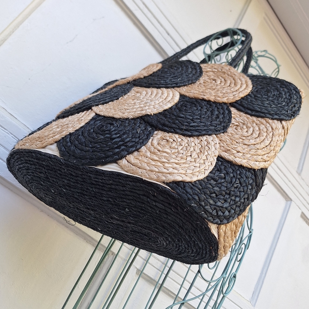 Woven Wicker Bag Purse Natural Jute Large Modern Tote Beach Uptown Shoulder Bags - Picture 14 of 16